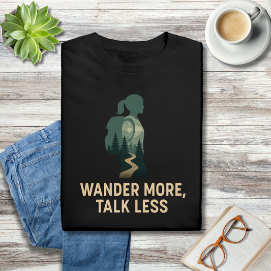 Wander More Talk Less Female Hiker Tee