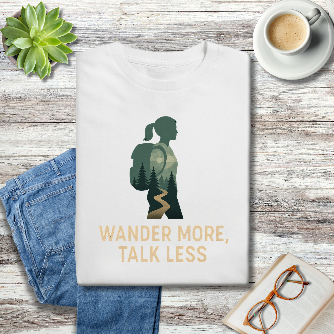 Wander More Talk Less Female Hiker Tee