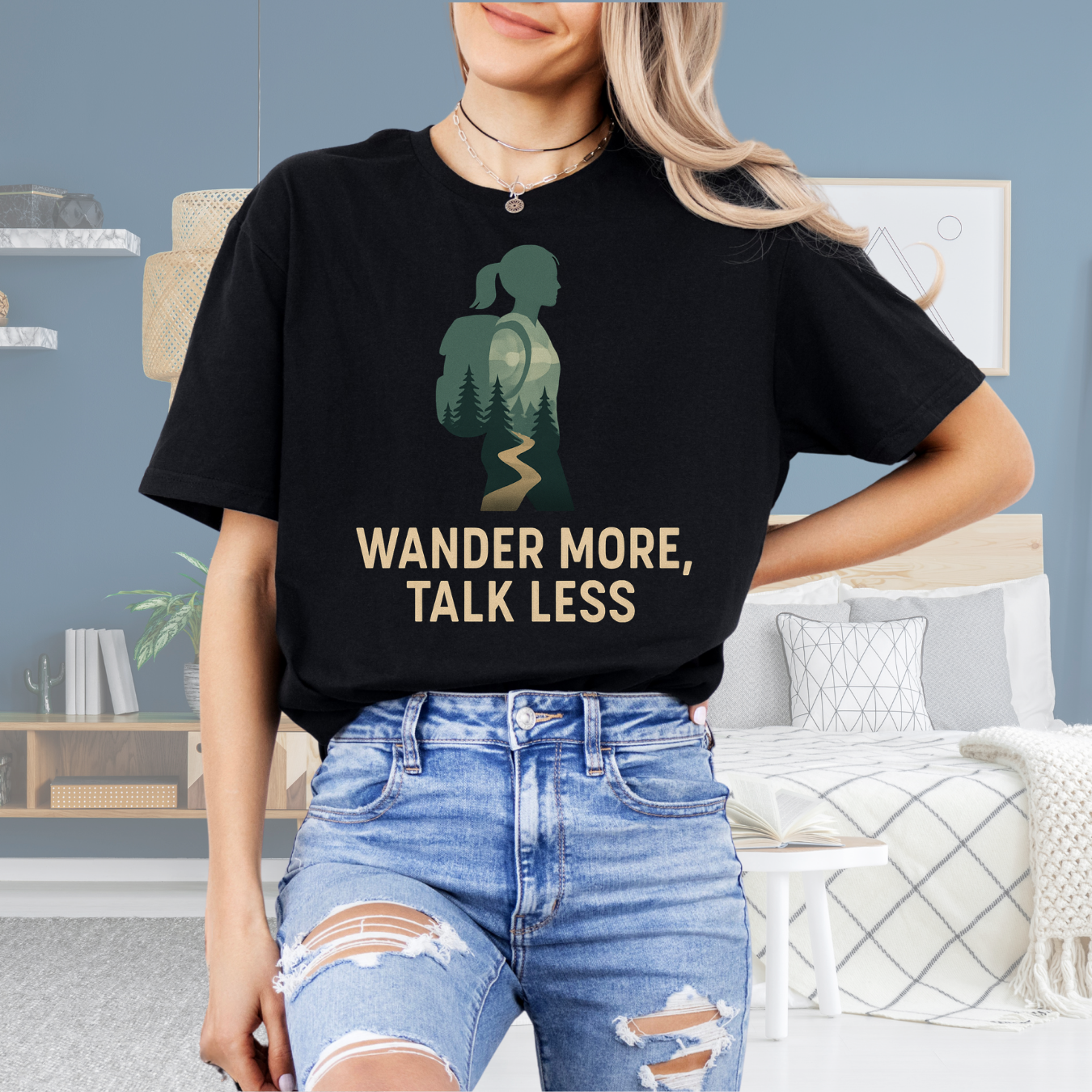Wander More Talk Less Female Hiker Tee