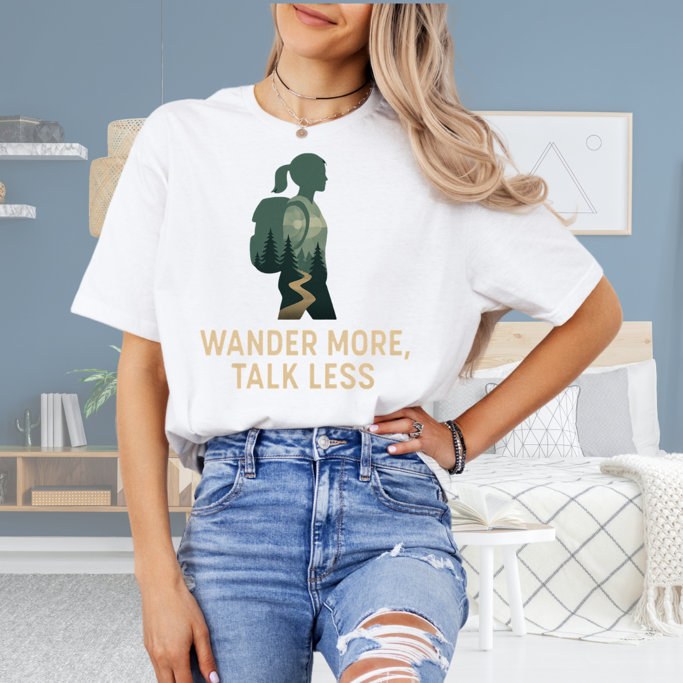 Wander More Talk Less Female Hiker Tee