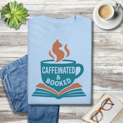 Caffeinated & Booked Cat Steam Mug Tee